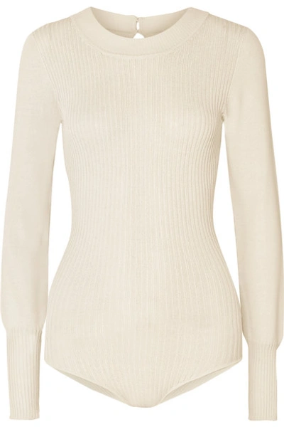 Jacquemus Stephanie Ribbed-knit Bodysuit In Ecru