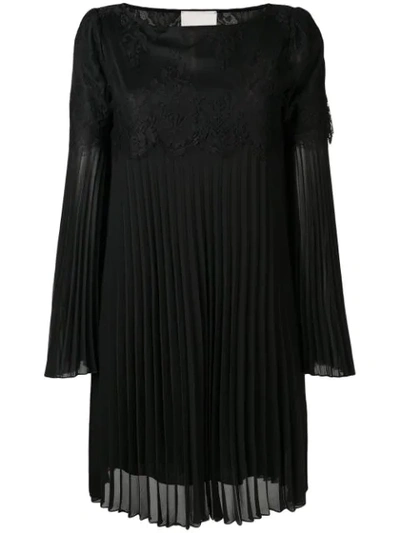 Aniye By Lace Insert Pleated Dress In Black