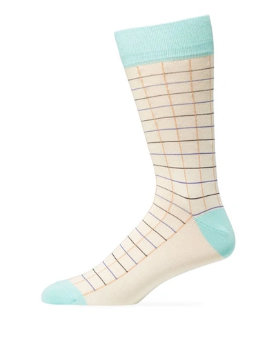 Paul Smith Men's Grid Socks In Off White