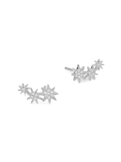 Saks Fifth Avenue Women's Collection Diamond Star 14k White Gold Stud Earrings
