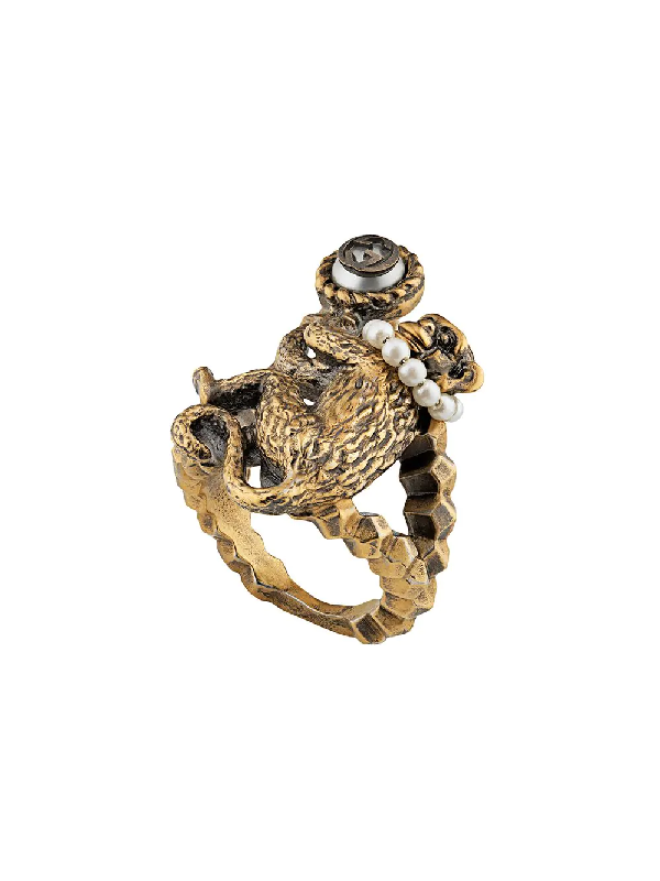 Gucci Ring With Monkey In Metal - Gold | ModeSens