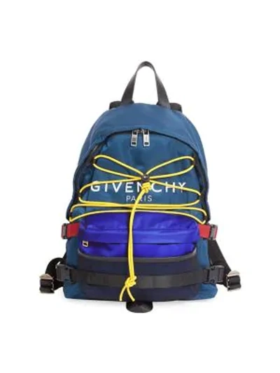 Givenchy Men's Logo-print Hiking Backpack In Blue Yellow