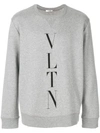 Valentino Logo-print Cotton-blend Sweatshirt In Grey