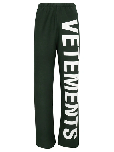 Vetements Logo Track Pants In Dark Green | ModeSens