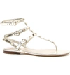 Valentino Garavani Rockstud Metallic Thong In Silver
