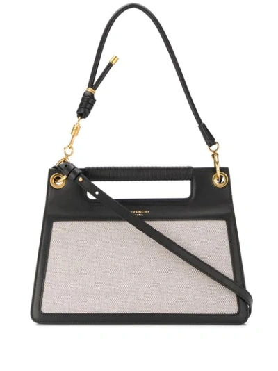 Givenchy Whip Medium Knotted Canvas And Leather Shoulder Bag In Black