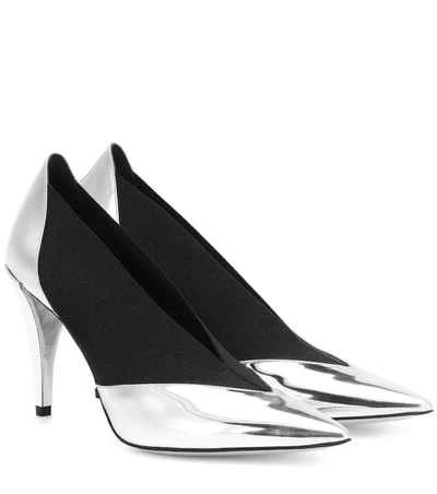 Givenchy Mirrored-leather And Elastic Pumps In Silver