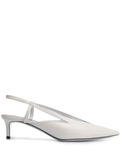 Givenchy Metallic Glossed Leather Slingback Pumps In White