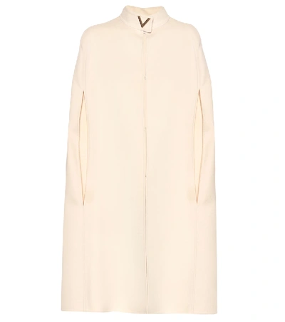 Valentino Angora And Wool Cape In White