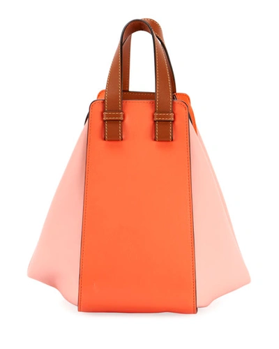 Loewe Hammock Small Colorblock Leather Shoulder Bag In Peach