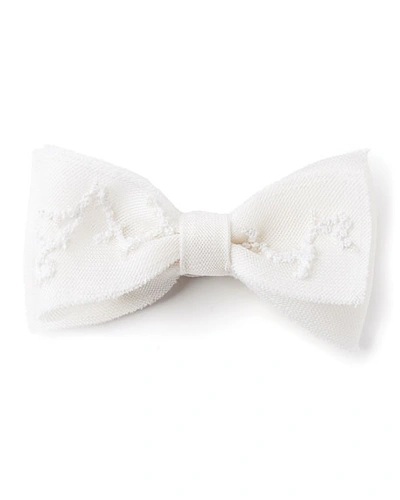 Title Of Work Men's Threaded Bead Bow Tie In White