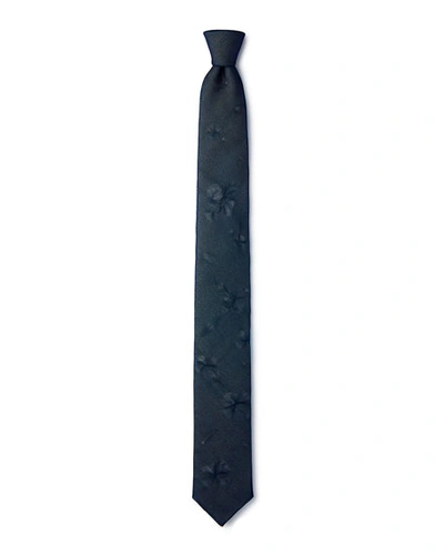 Title Of Work Distressed Silk Organza-overlay Neck Tie In Blue