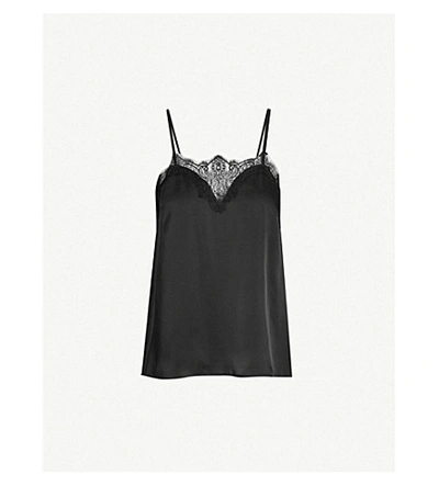 The Kooples Lace-trimmed Silk-chiffon Camisole Top In Bla01
