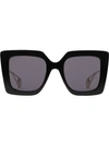 Gucci Designer Sunglasses Black Oversized Square Frame Women's Sunglasses In Noir-gris