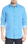 Tommy Bahama Sea Glass Breezer Classic Fit Button-up Linen Shirt In Blue