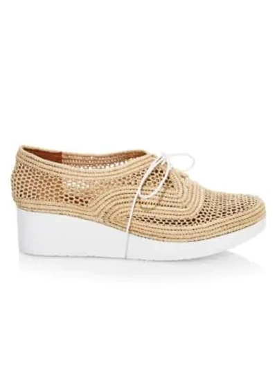 Clergerie Women's Vicole Woven Platform Wedge Oxfords In Natural Rafia