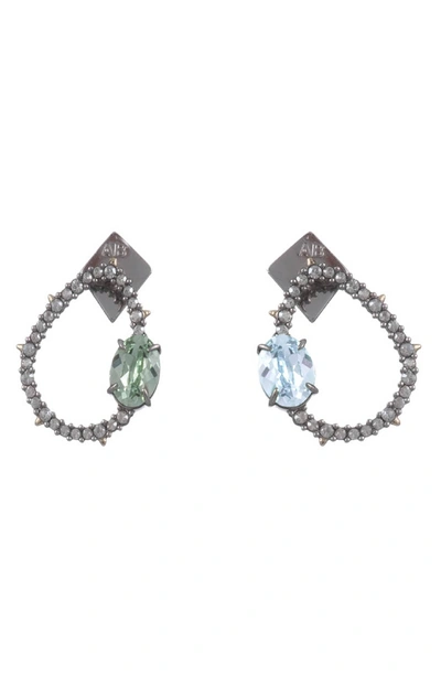 Alexis Bittar Crystal Encrusted Mismatched Earrings In Gold