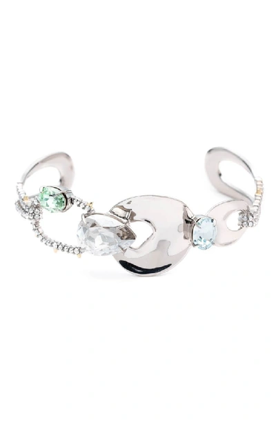 Alexis Bittar Liquid Link Crystal Cuff Bracelet In Silver