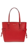 Michael Michael Kors Voyager East West Leather Tote In Bright Red
