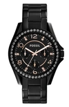 Fossil 'riley' Round Crystal Bezel Bracelet Watch, 38mm