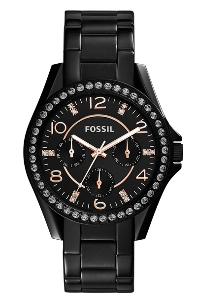 Fossil 'riley' Round Crystal Bezel Bracelet Watch, 38mm