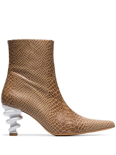 Kalda Island 70 Snake-embossed Leather Boots In Neutrals
