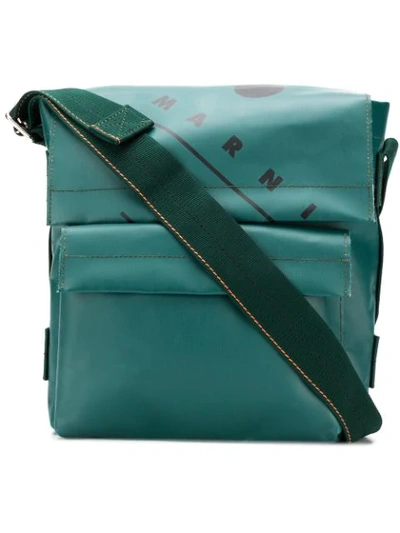 Marni Logo Messenger Bag In Green