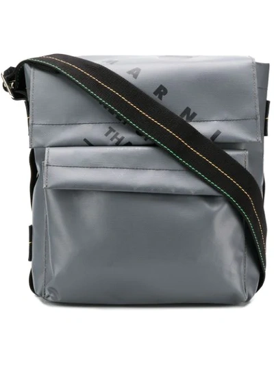 Marni Logo Messenger Bag In Grey