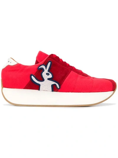 Marni Wedge Rabbit Sneakers In Red