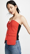 Laveer Button Up Bustier Top In Red