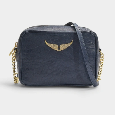 Zadig & Voltaire | Xs Boxy Crush Bag In Navy Calfskin In Blue | ModeSens