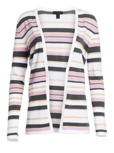 Saks Fifth Avenue Women's Collection Viscose Elite Open Front Striped Cardigan In Iced Purple Combo