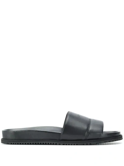 Givenchy Plaza Logo-embossed Leather Slides In Black