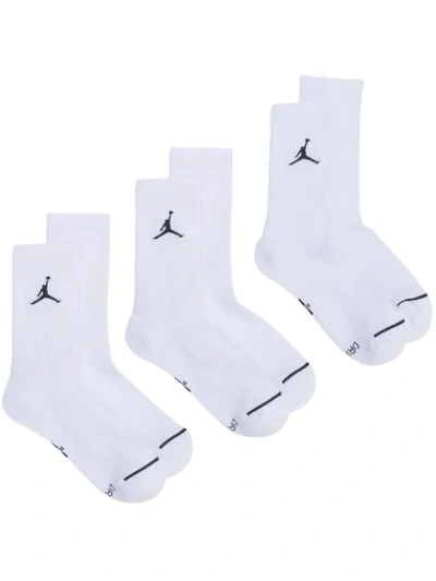 Nike Jordan Jumpman Basketball Crew Socks 3 Pack In White