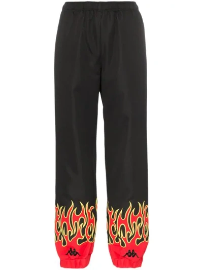 Charm's X Kappa Fire Print Track Pants In Black