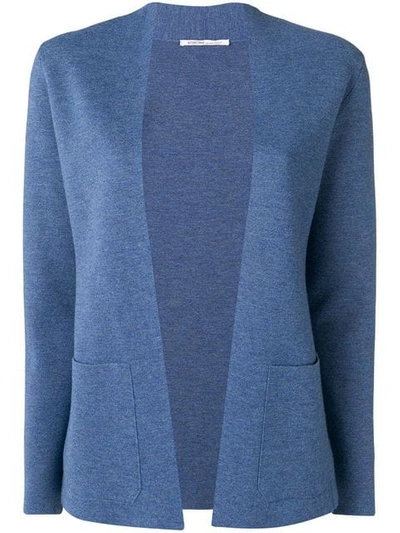 Agnona Collarless Knitted Blazer In Blue
