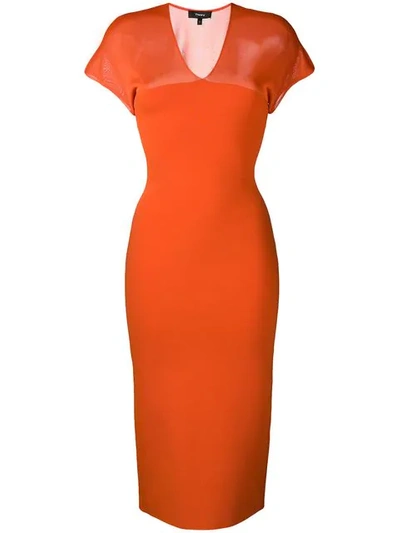 Theory Sheer Top Midi Dress In Orange