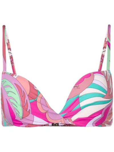 Emilio Pucci Floral Print Balconette Bikini Top In Pink