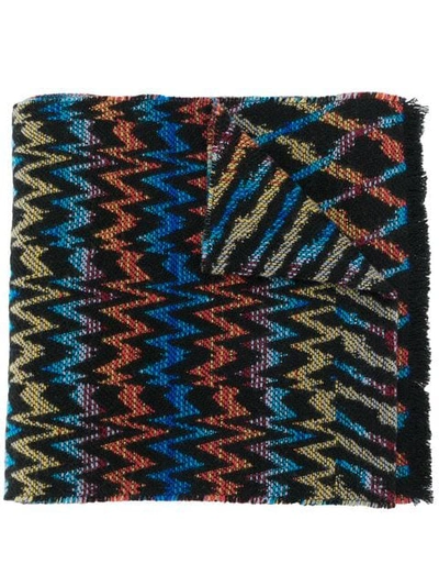 Missoni Long Knitted Scarf In Black