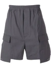 Rick Owens Asymmetric Cargo Shorts In Grey