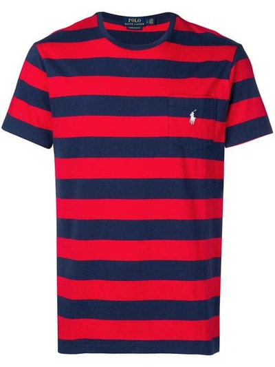 Polo Ralph Lauren Striped Logo T In Red