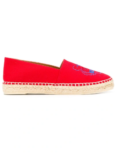 Kenzo Embroidered Tiger Espadrilles In Medium Red
