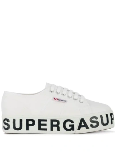 Superga Branded Platform Sneakers In White