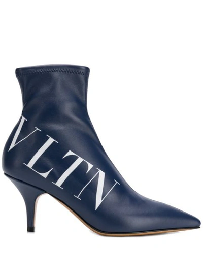 Valentino Garavani Vltn Ankle Boots In Blue