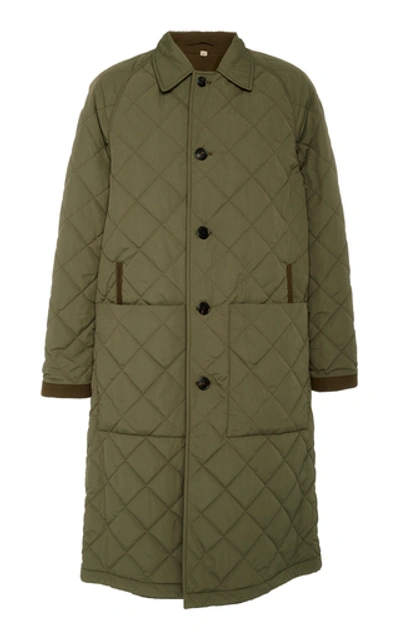 Burberry Reversible Quilted Shell Car Coat In Green