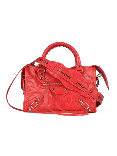 Balenciaga Classic Mini City Tote In Rouge Cardinal Noir