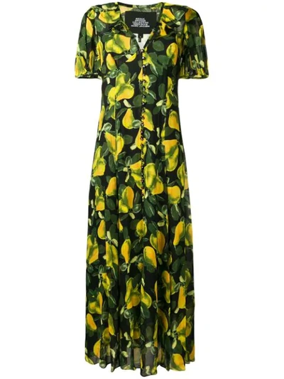 Marc Jacobs Short-sleeve Pear-print Maxi Shirtdress In Green