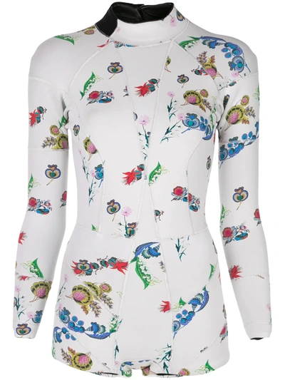 Cynthia Rowley Floral Print Wetsuit In White