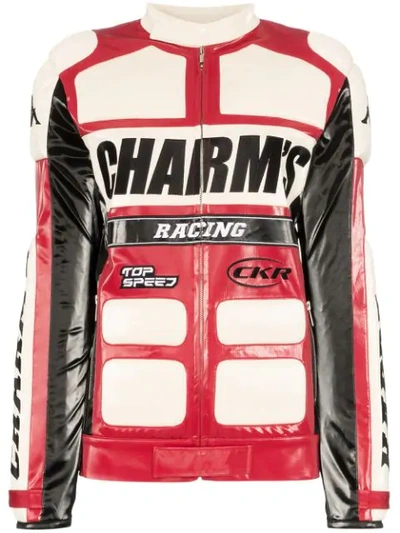 Charm's X Kappa Faux Leather Biker Jacket In Red