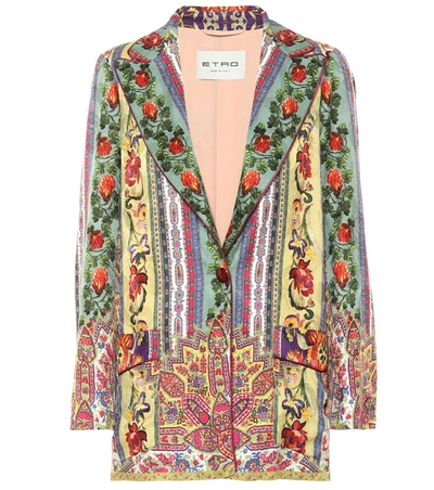 Etro Ribbon-trim Wallpaper-print Jacket In Multicoloured